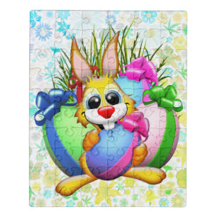Funny Bunny biting an Easter Egg Jigsaw Puzzle