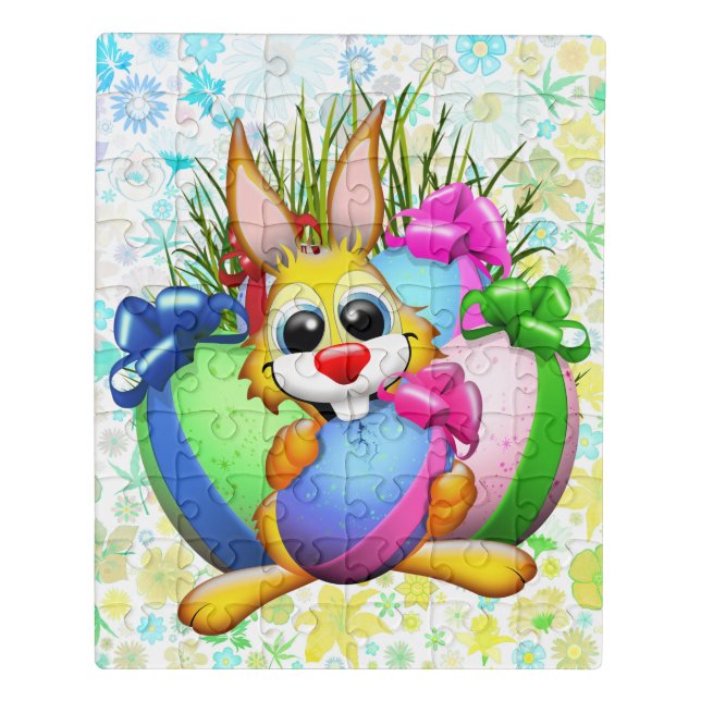 Funny Bunny biting an Easter Egg Jigsaw Puzzle (Puzzle Vertical)