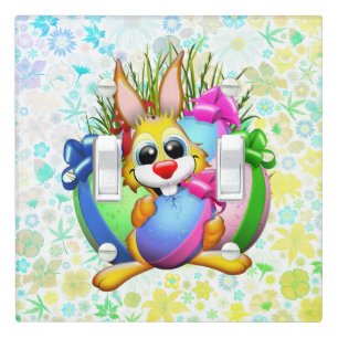 Funny Bunny biting an Easter Egg Light Switch Cover