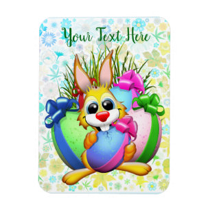 Funny Bunny biting an Easter Egg Magnet