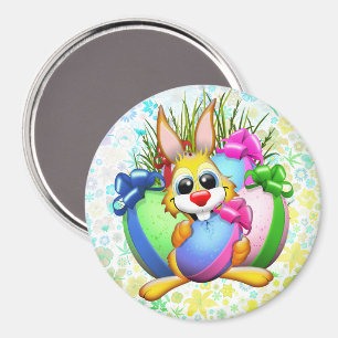 Funny Bunny biting an Easter Egg Magnet