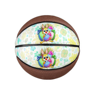 Funny Bunny biting an Easter Egg Mini Basketball