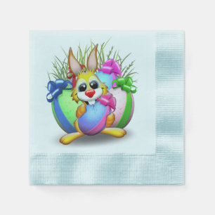 Funny Bunny biting an Easter Egg Napkins