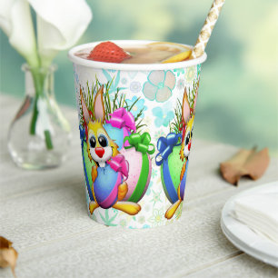 Funny Bunny biting an Easter Egg Paper Cups