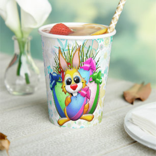 Funny Bunny biting an Easter Egg Paper Cups