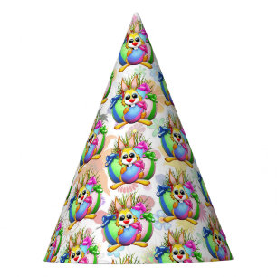 Funny Bunny biting an Easter Egg Party Hat
