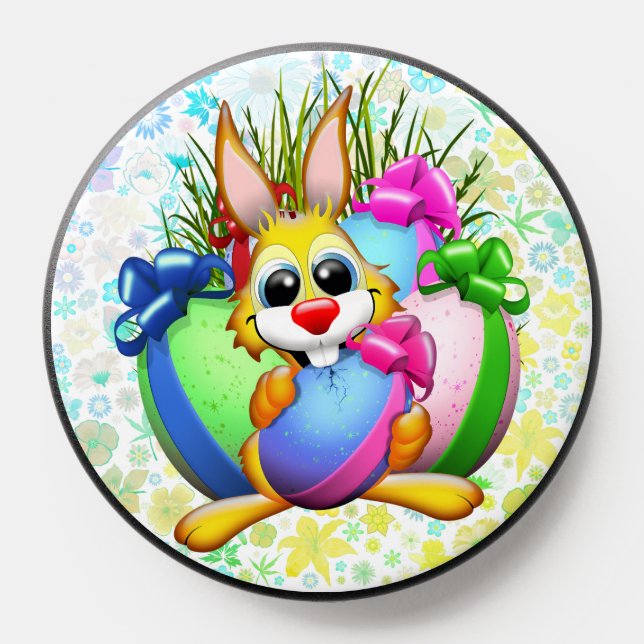 Funny Bunny biting an Easter Egg PopSocket (Popsocket)