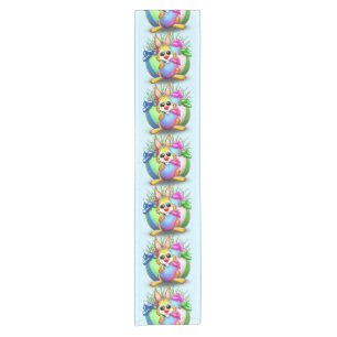 Funny Bunny biting an Easter Egg Short Table Runner