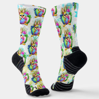 Funny Bunny biting an Easter Egg Socks