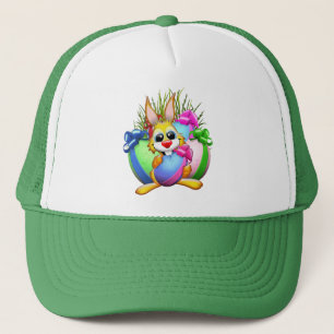 Funny Bunny biting an Easter Egg Trucker Hat