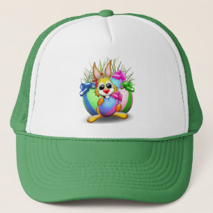 Funny Bunny biting an Easter Egg Trucker Hat