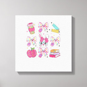 Funny Bunny Coquette Bow Rabbit Teacher Easter Ret Canvas Print