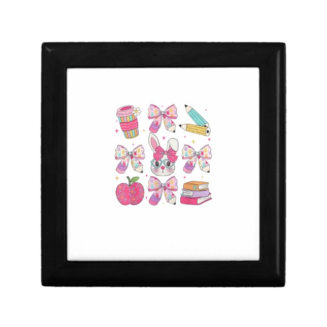 Funny Bunny Coquette Bow Rabbit Teacher Easter Ret Gift Box (Front)