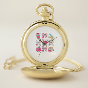 Funny Bunny Coquette Bow Rabbit Teacher Easter Ret Pocket Watch