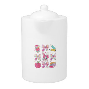 Funny Bunny Coquette Bow Rabbit Teacher Easter Ret Teapot