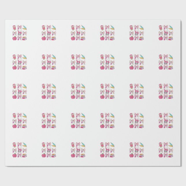 Funny Bunny Coquette Bow Rabbit Teacher Easter Ret Wrapping Paper (Flat)