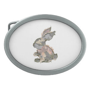 Funny Bunny Crochet Patchwork Camo Rabbit Happy Ea Belt Buckle