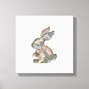 Funny Bunny Crochet Patchwork Camo Rabbit Happy Ea Canvas Print