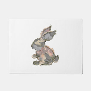 Funny Bunny Crochet Patchwork Camo Rabbit Happy Ea Doormat