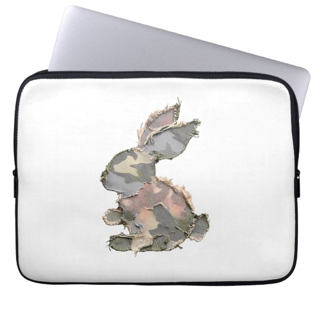 Funny Bunny Crochet Patchwork Camo Rabbit Happy Ea Laptop Sleeve (Front)