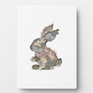 Funny Bunny Crochet Patchwork Camo Rabbit Happy Ea Plaque