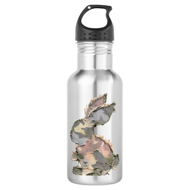 Funny Bunny Crochet Patchwork Camo Rabbit Happy Ea Stainless Steel Water Bottle (Front)