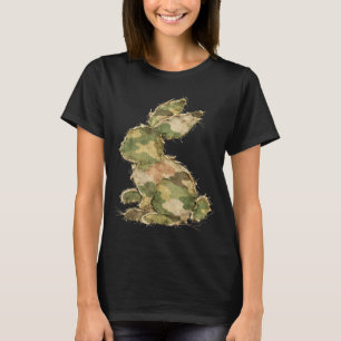 Funny bunny crochet patchwork camo rabbit happy T-Shirt