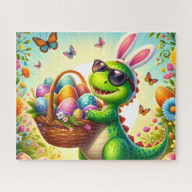 Funny Bunny Dino Easter Jigsaw Puzzle (Horizontal)