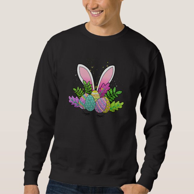 Funny Bunny Ear Flower Headband for Adult Mom Wome Sweatshirt (Front)