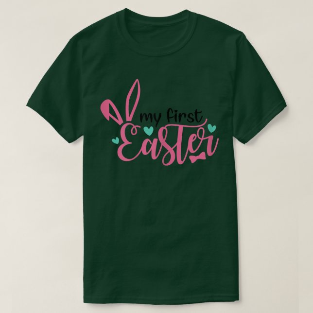 Funny Bunny Ear My First Easter Mom Kids Easter 20 T-Shirt (Design Front)