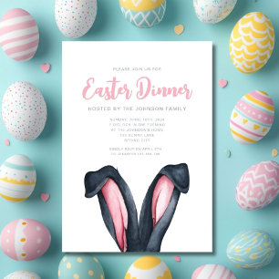 Funny Bunny Ears Easter Dinner Invitation