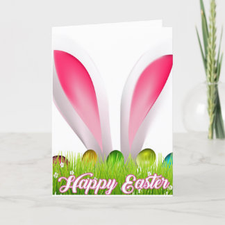 Funny Bunny Ears For Easter Holiday Card