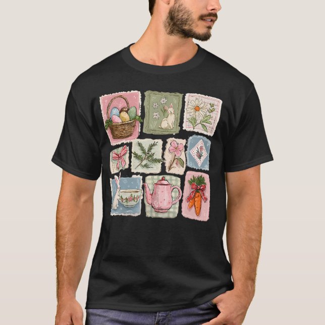 Funny Bunny Egg Hunter Rabbit Happy Easter Day T-Shirt (Front)
