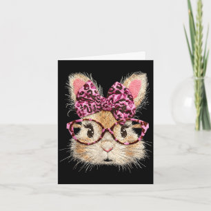 Funny bunny face glasses bandana leopard rabbit card