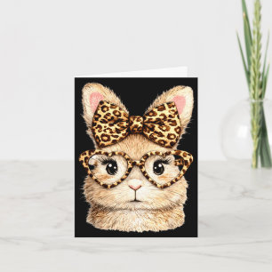 Funny bunny face glasses bandana leopard rabbit card
