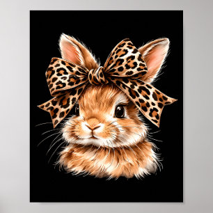 Funny bunny face glasses bandana leopard rabbit poster