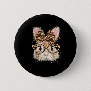 Funny Bunny Face Gles Bandana Leopard Rabbit Happy Button