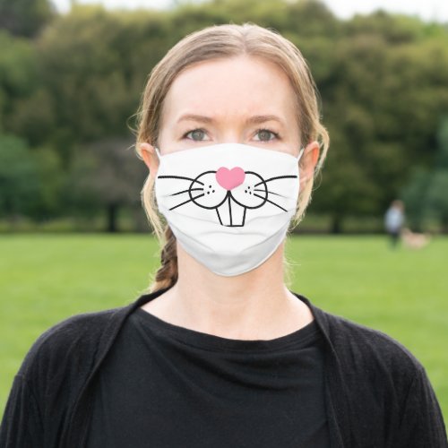 Funny Bunny Face Rabbit Pink Bunnies Nose Cute Adult Cloth Face Mask