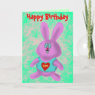 Funny bunny Happy Birthday card