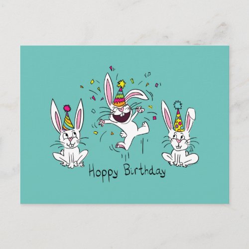 Funny Bunny Happy Birthday Cute Kids Rabbit Postcard