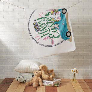 Funny Bunny Happy Easter Day Baby Blanket