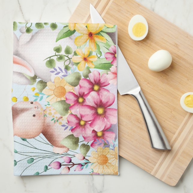 Funny Bunny Happy Easter Day  Kitchen Towel (Quarter Fold)