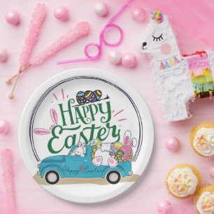 Funny Bunny Happy Easter Day Paper Plates
