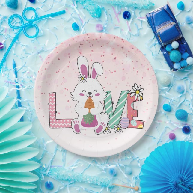 Funny Bunny Happy Easter Day Paper Plates (Party)