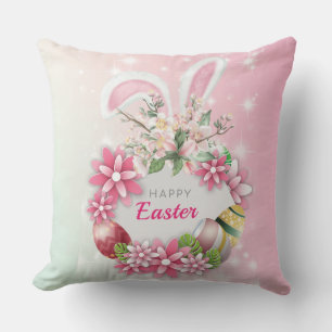 Funny Bunny Happy Easter Day Throw Pillow