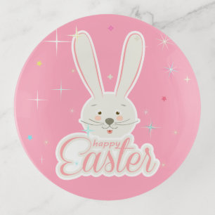 Funny Bunny Happy Easter Eggs Hunt Party Artwork Trinket Tray