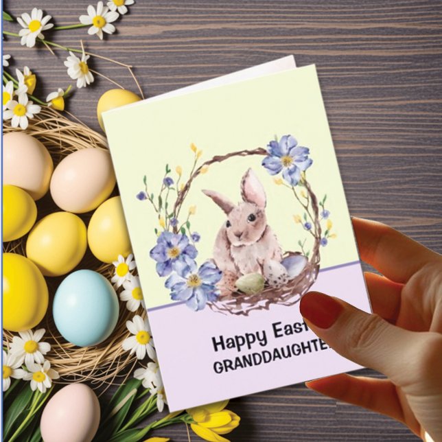 Funny Bunny Happy Easter Granddaughter  Holiday Card (Creator Uploaded)