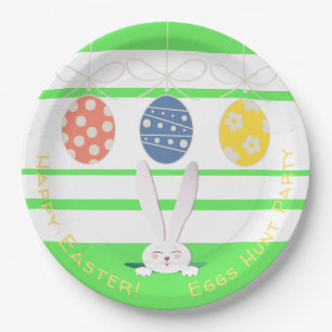 FUNNY BUNNY Hapy Easter Eggs Hunt Party Paper Plates