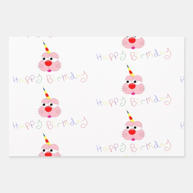 Funny Bunny - I'm a Unicorn. Happy Birthday. Wrapping Paper Sheets (Front)