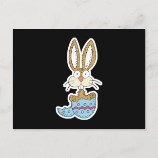 funny bunny in easter egg holiday postcard